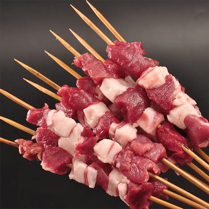 羊肉串新鲜农家散养滩羊肉整肉现切500g(18串)